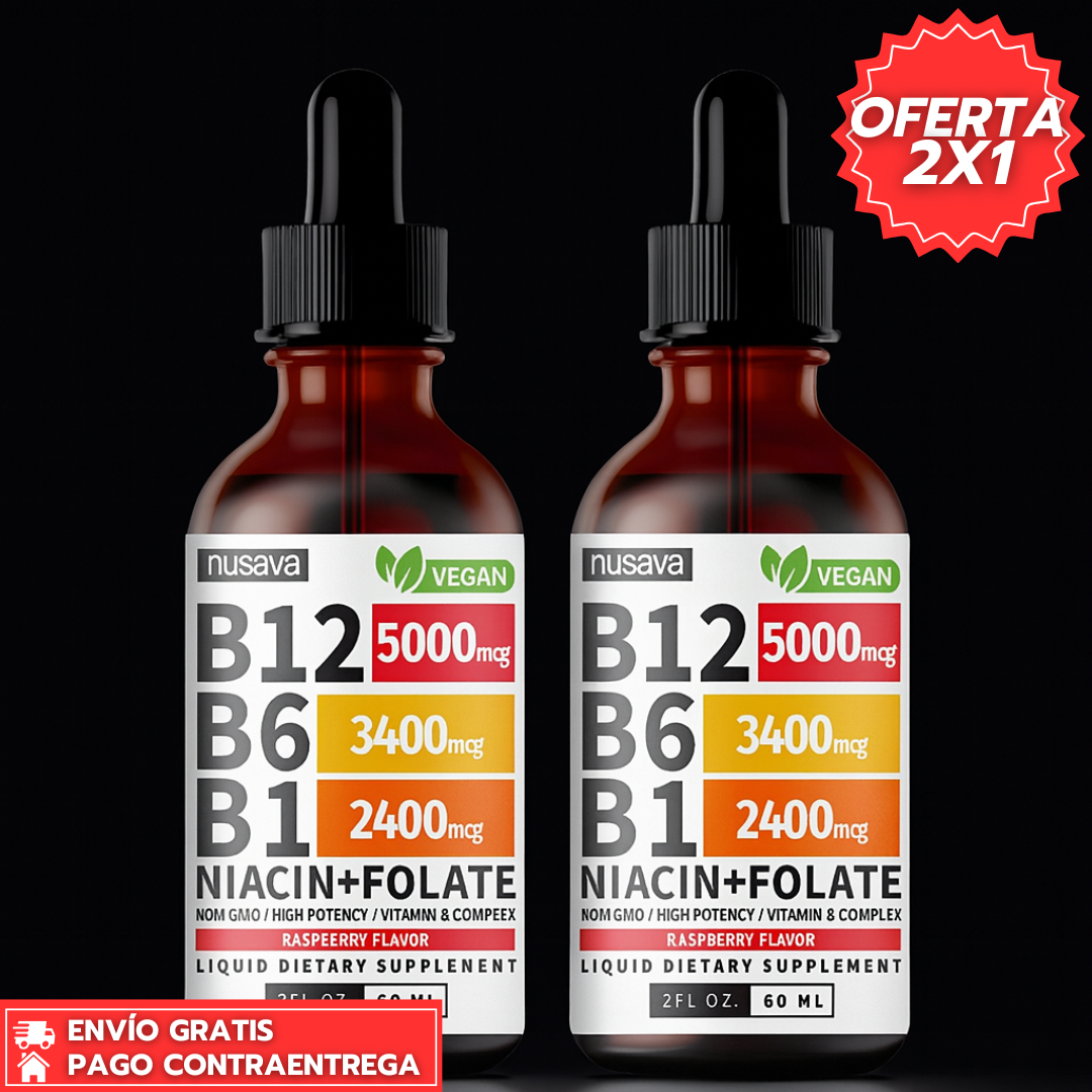 Oferta Especial 2x1: Vytal B™: Suplemento Líquido de Complejo B12 B6 B1 de Alta Absorción.