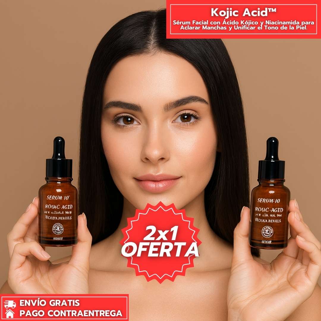Oferta Especial 2x1 Kojic Acid™: Sérum con Ácido Kójico y Niacinamida que Aclara Manchas y Unifica el Tono.