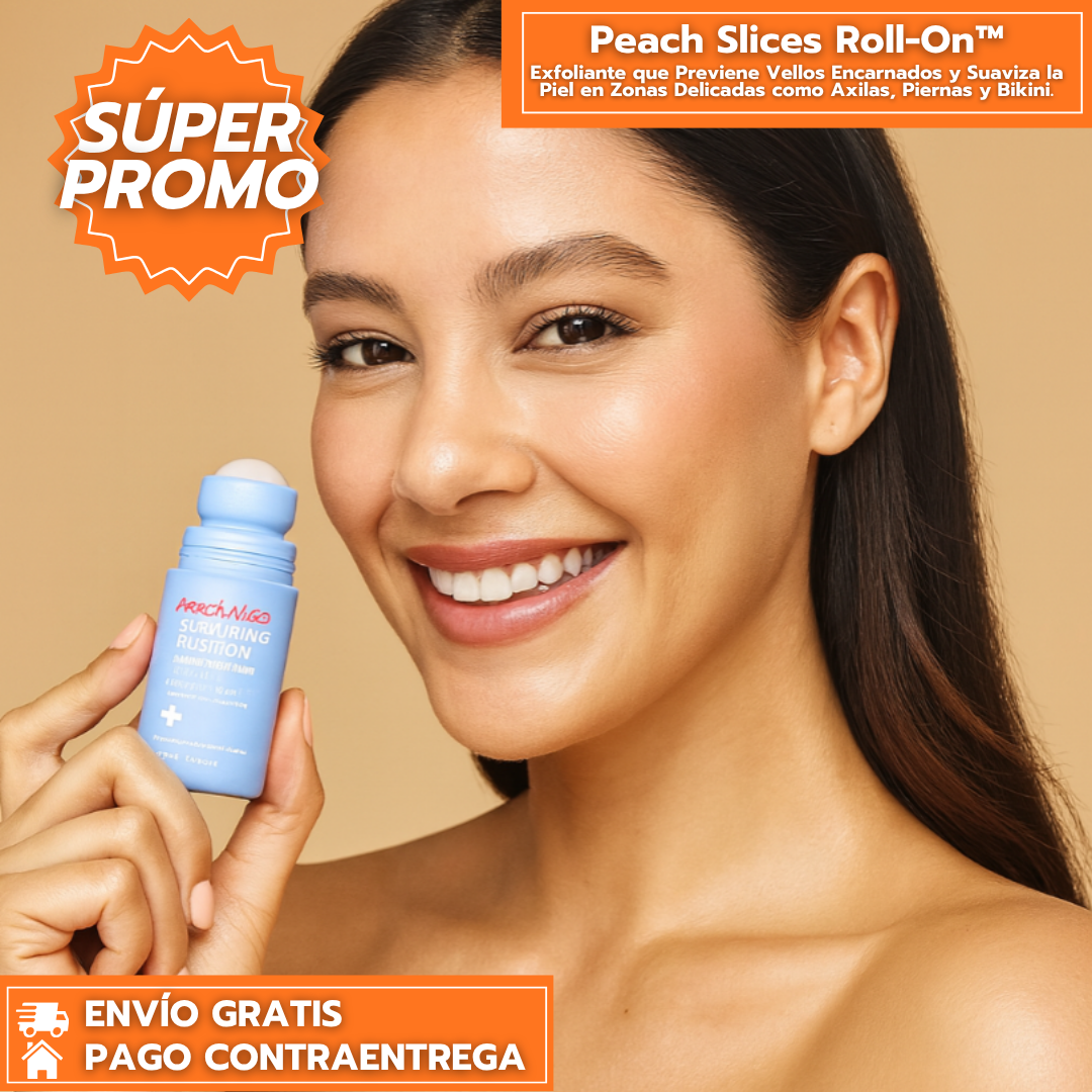 Peach Slices Roll-On™: Exfoliante que Previene Vellos Encarnados y Suaviza la Piel en Zonas Delicadas como Axilas, Piernas y Bikini.