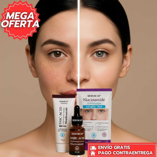 Combo Kojic Acid™: Combo Facial Antimanchas con Ácido Kójico y Niacinamida que Ilumina, Unifica el Tono.