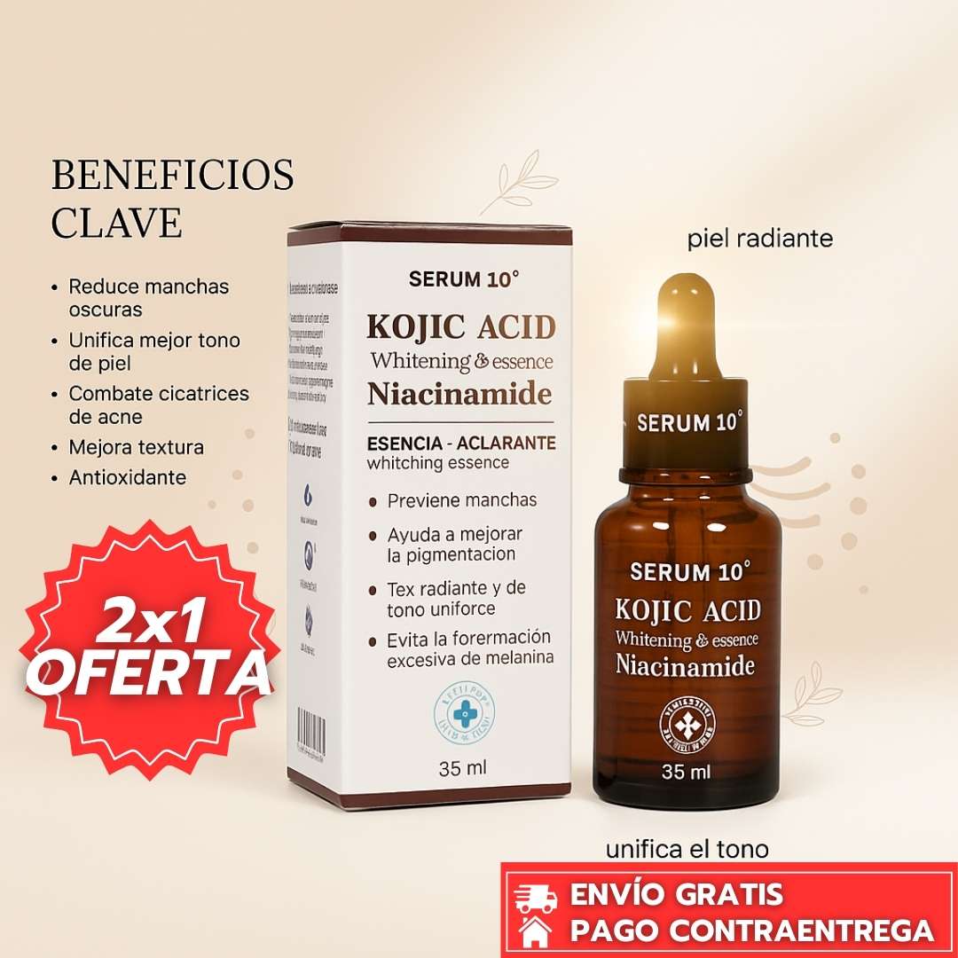 Oferta Especial 2x1 Kojic Acid™: Sérum con Ácido Kójico y Niacinamida que Aclara Manchas y Unifica el Tono.