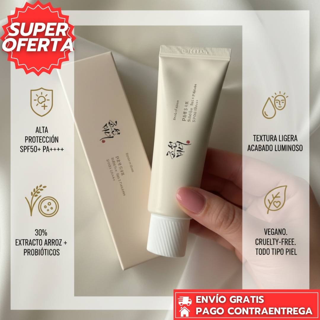 Beauty Of Joseon™: Protector Solar SPF50+ con Extracto de Arroz y Probióticos que Calma, Hidrata y Ilumina la Piel.
