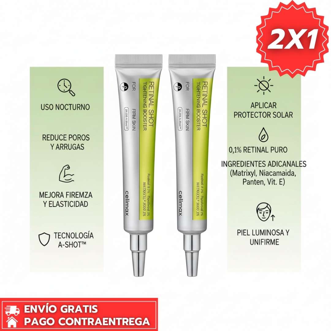 Oferta Especial 2x1 Retinal  Shot™️: Potenciador Nocturno con Retinal 0.1% para Arrugas y Poros
