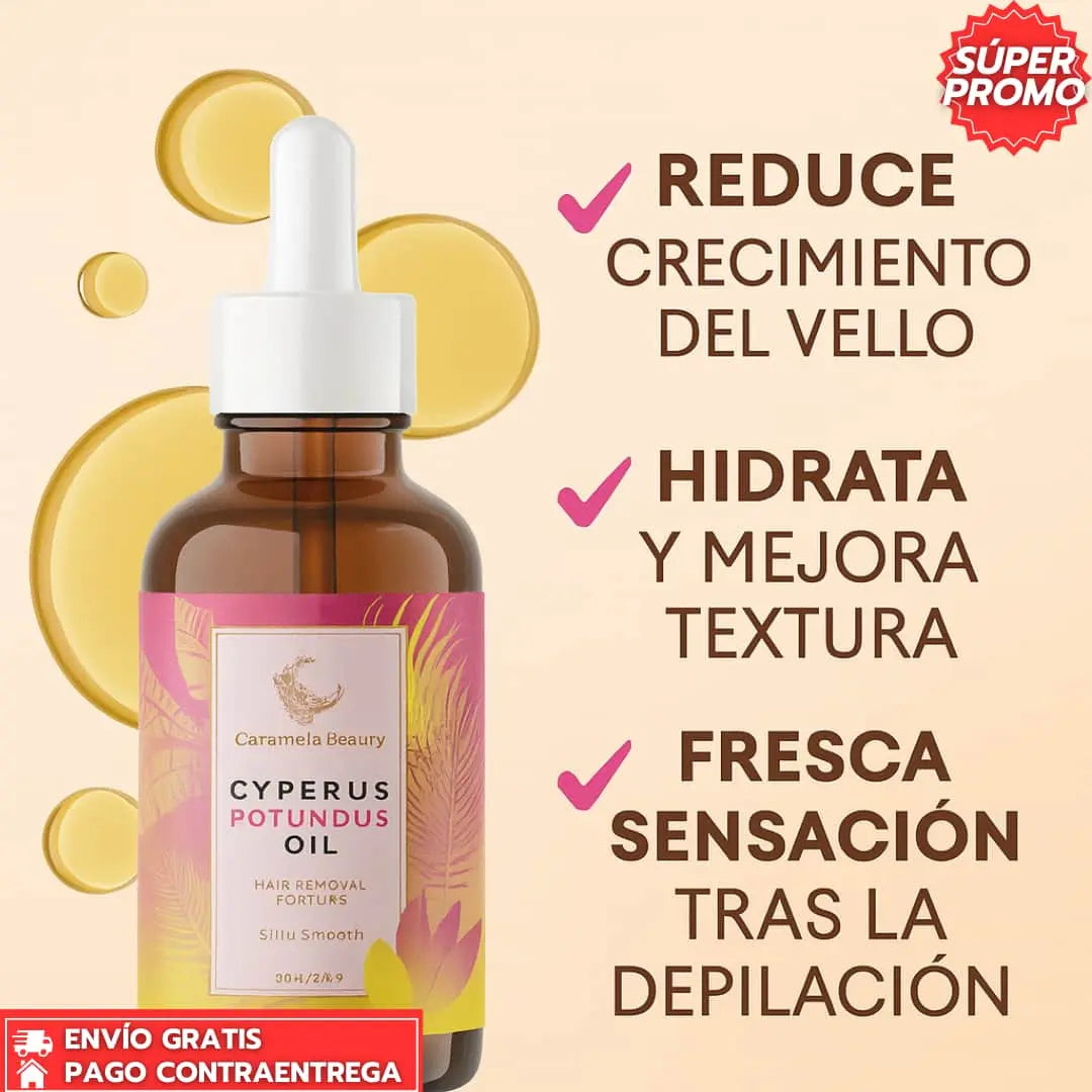 Cyperus Rotundus Oil™: Aceite Natural que Ralentiza el Crecimiento del Vello y Suaviza la Piel.