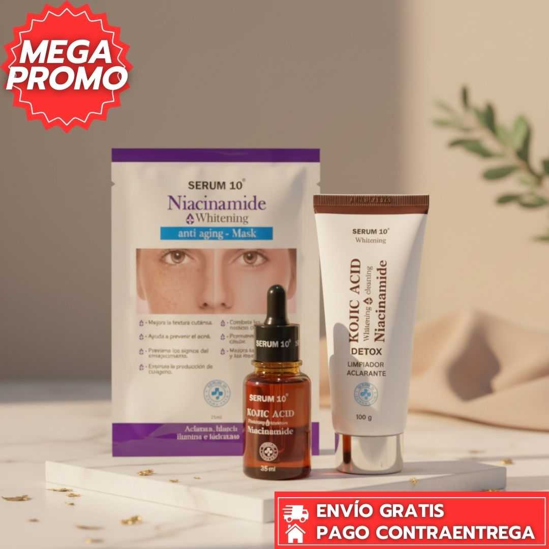 Combo Kojic Acid™: Combo Facial Antimanchas con Ácido Kójico y Niacinamida que Ilumina, Unifica el Tono.