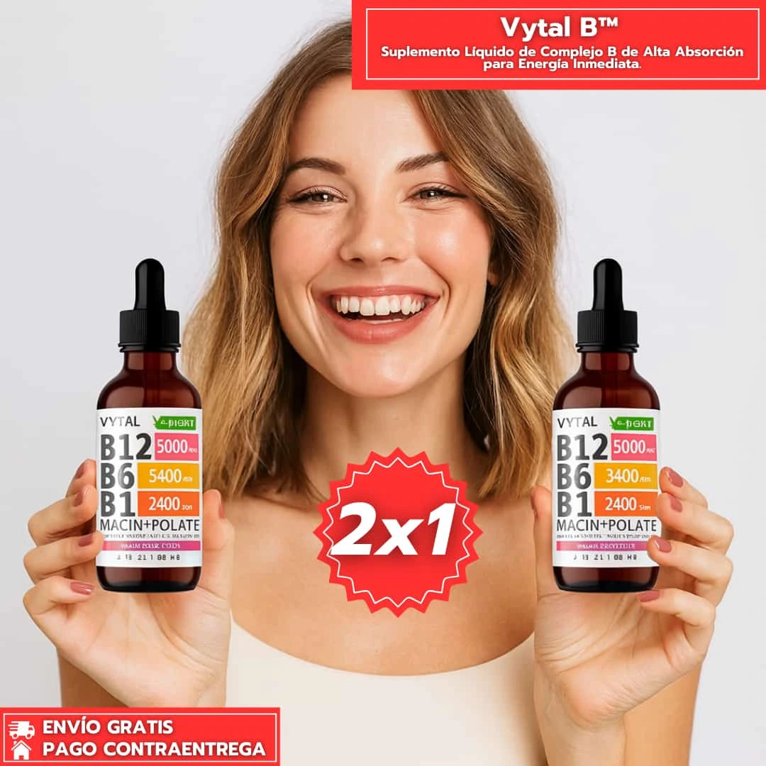 Oferta Especial 2x1: Vytal B™: Suplemento Líquido de Complejo B12 B6 B1 de Alta Absorción.