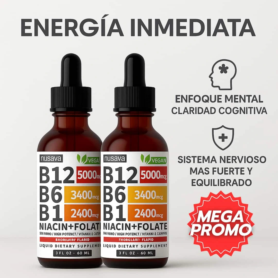 Oferta Especial 2x1: Vytal B™: Suplemento Líquido de Complejo B12 B6 B1 de Alta Absorción.